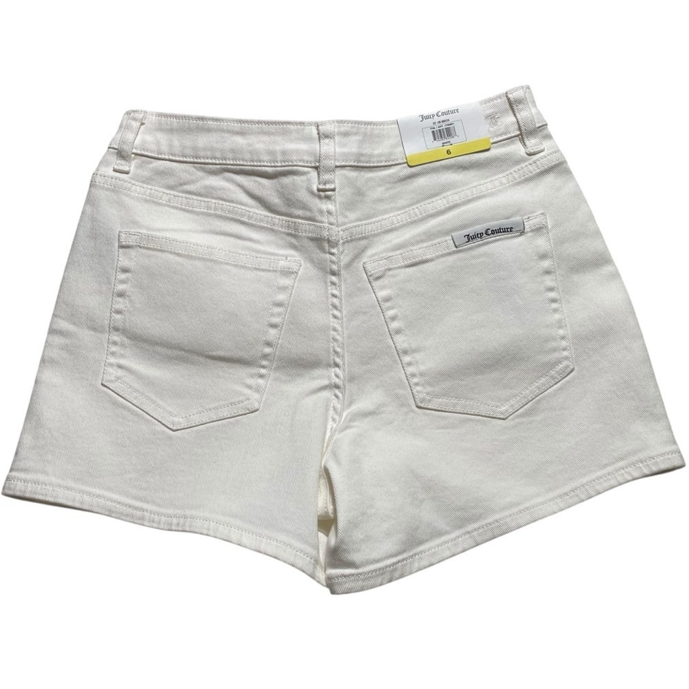 Juicy Couture Women’s White Denim Shorts Size 6 Stretch Cotton 5 Pocket NWT